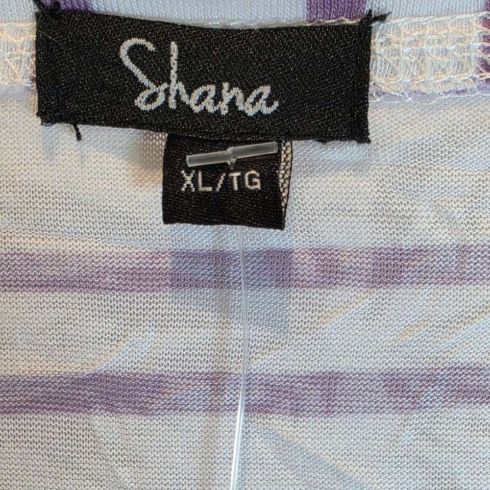 Shana Floral Stripe 3/4 Sleeve V-Neck Tunic Top XL Purple Blue3/ - Picture 8 of 15